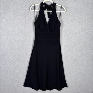VTG 90s Jones New York Midi Dress Size 6 Halter Ruched Preppy Y2K Babydoll Fairy